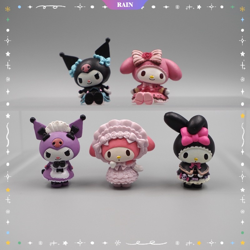 Bộ 5 Búp Bê Kuromi Sanrio Hoạt Hình Trang Trí Bánh Làm Quà Tặng Cho Bé