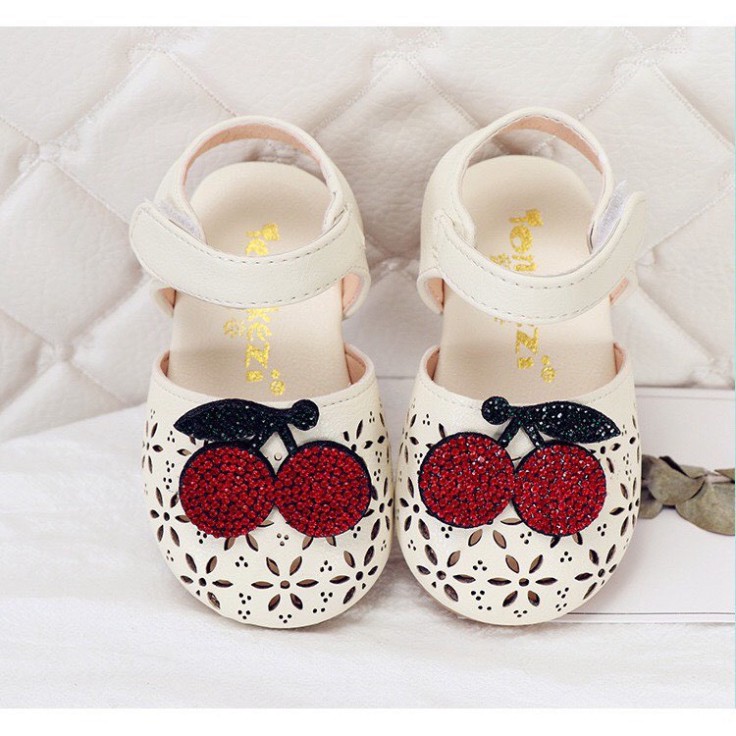 DÉP Sandal lỗ đính cherry đá cho bé gái - quảng châu CAO CẤP LOẠI 1  mẫu mới ! (A611)