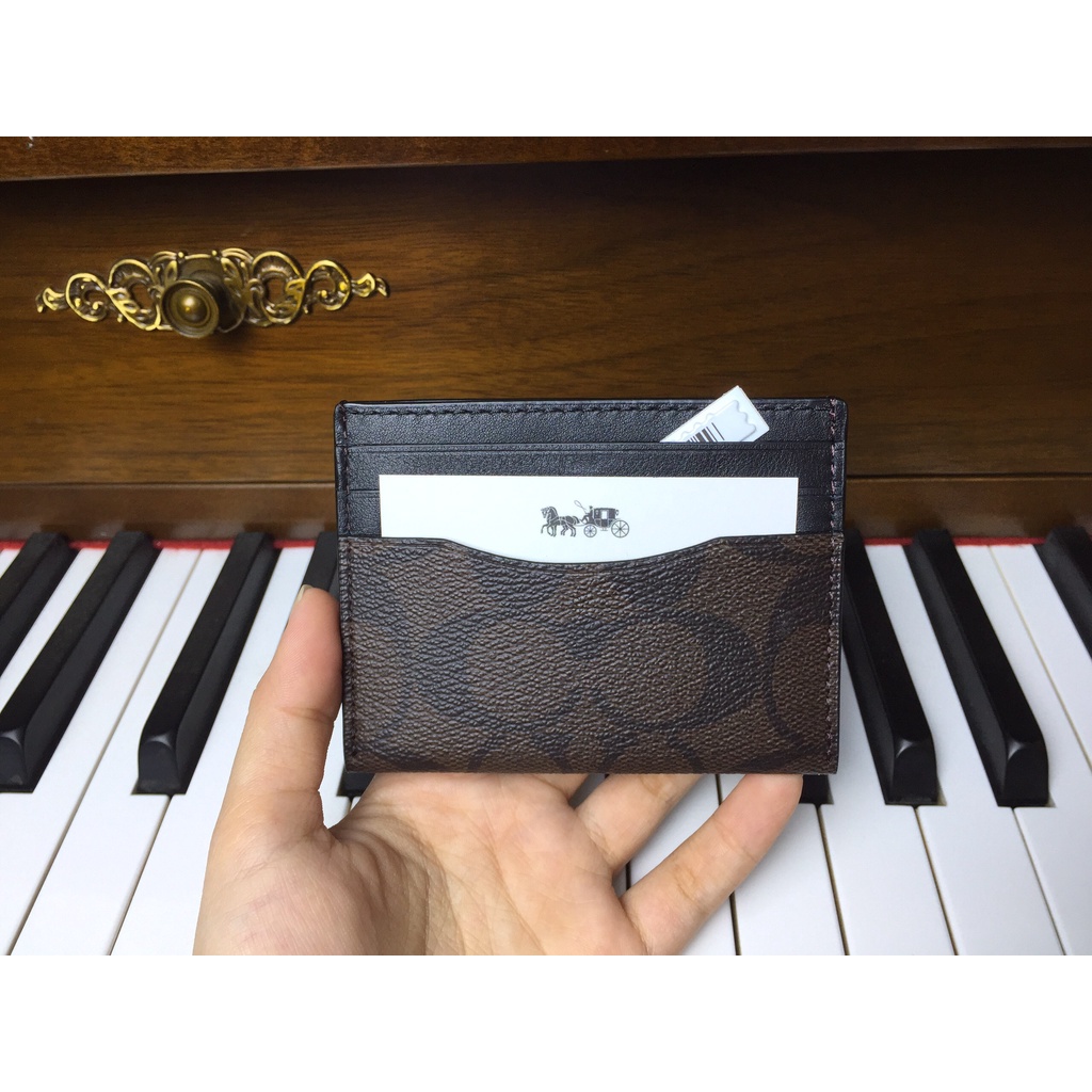 Ví card mini holder Chính hãng fullbox màu nâu logo C