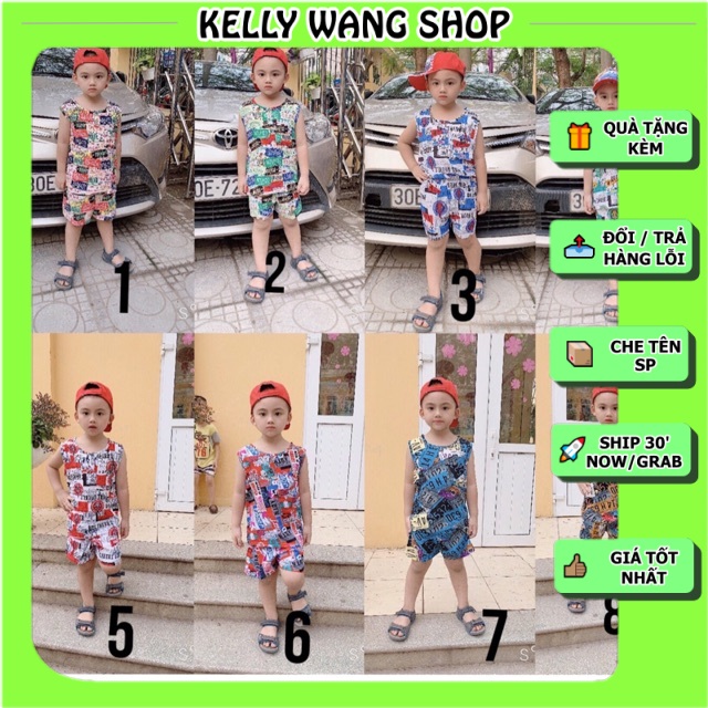 Bộ đồ lanh size đại sát nách bé trai (có bảng size hình cuối)-KellyWang