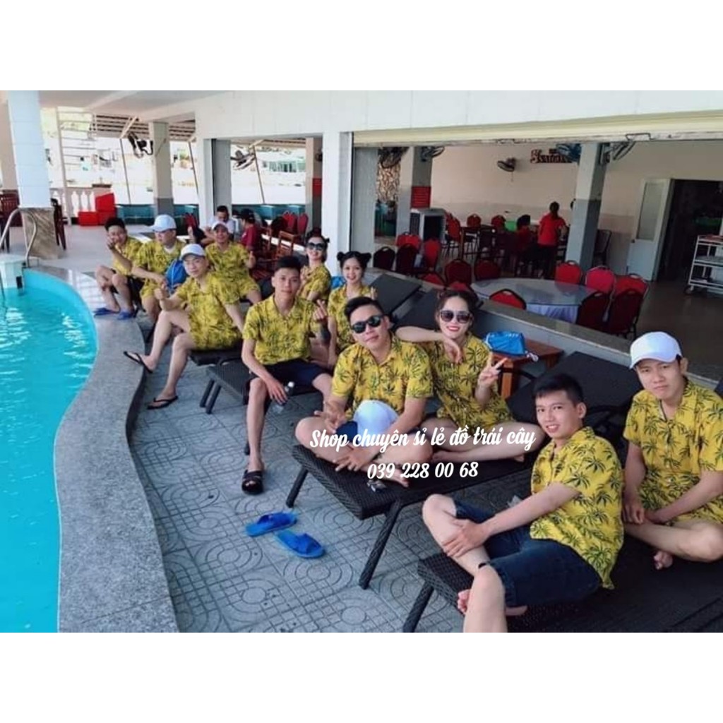 (chất kate thái 1 - hàng có sẵn) bộ dừa vàng đi biển, team - bộ hoa quả, trái cây big size- chuyên sỉ lẻ - nhuhuyen shop