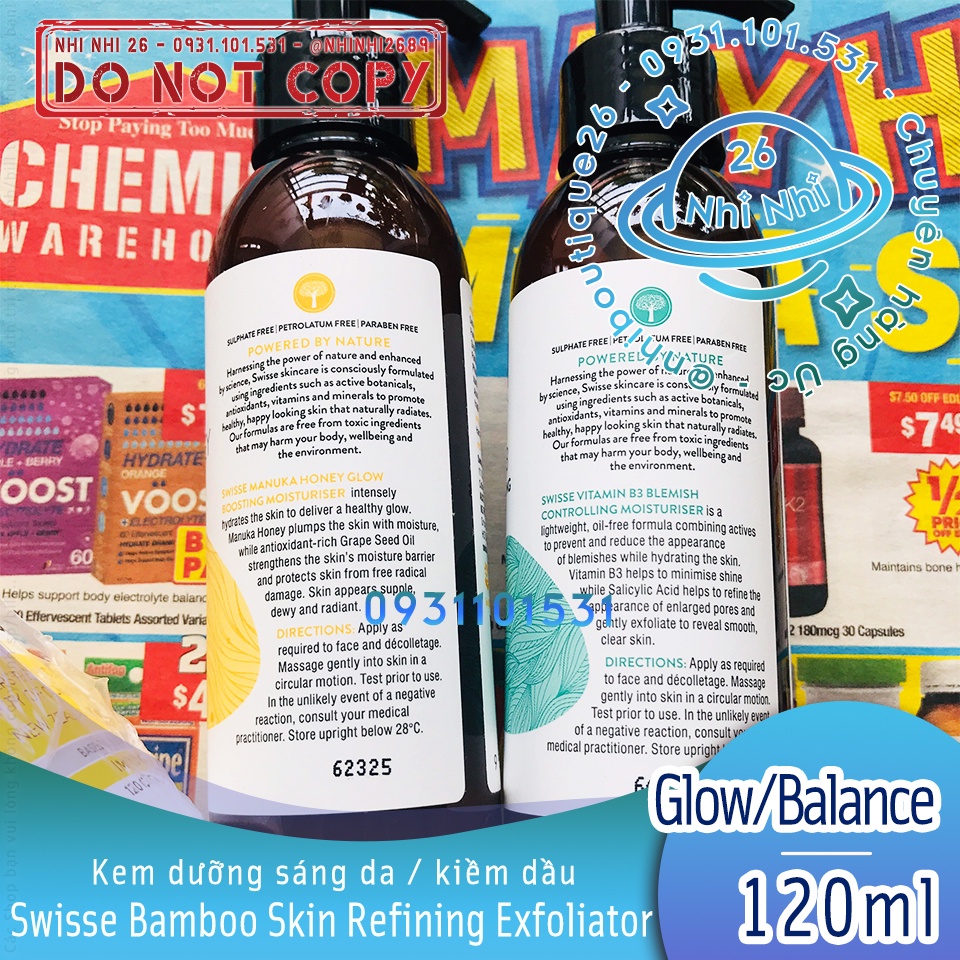 CÓ BILL ÚC Kem dưỡng Swisse Vitamin B3 / Manuka Honey  120ml  Chuẩn Chemist Warehouse