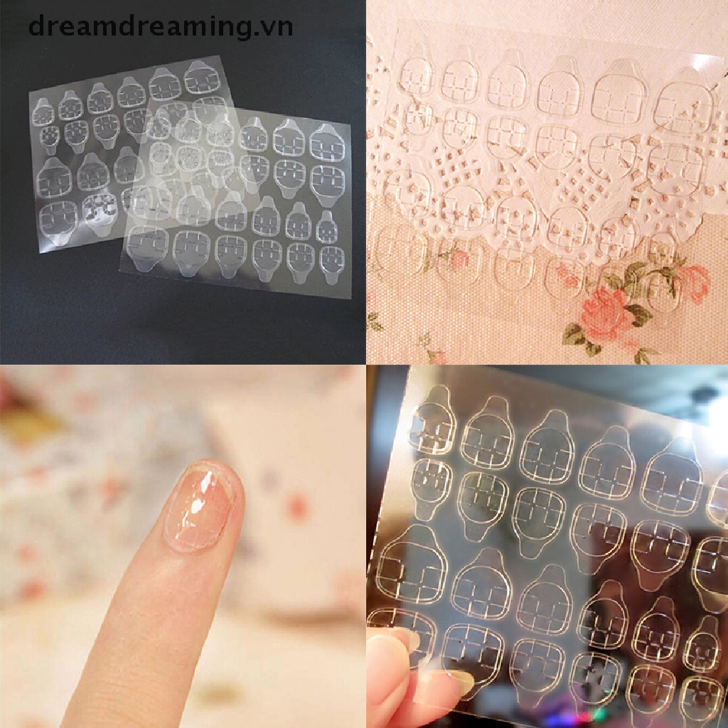 (Hàng Mới Về) Bộ 24 Móng Tay Giả 2 Mặt Trong Suốt Chắc Chắn