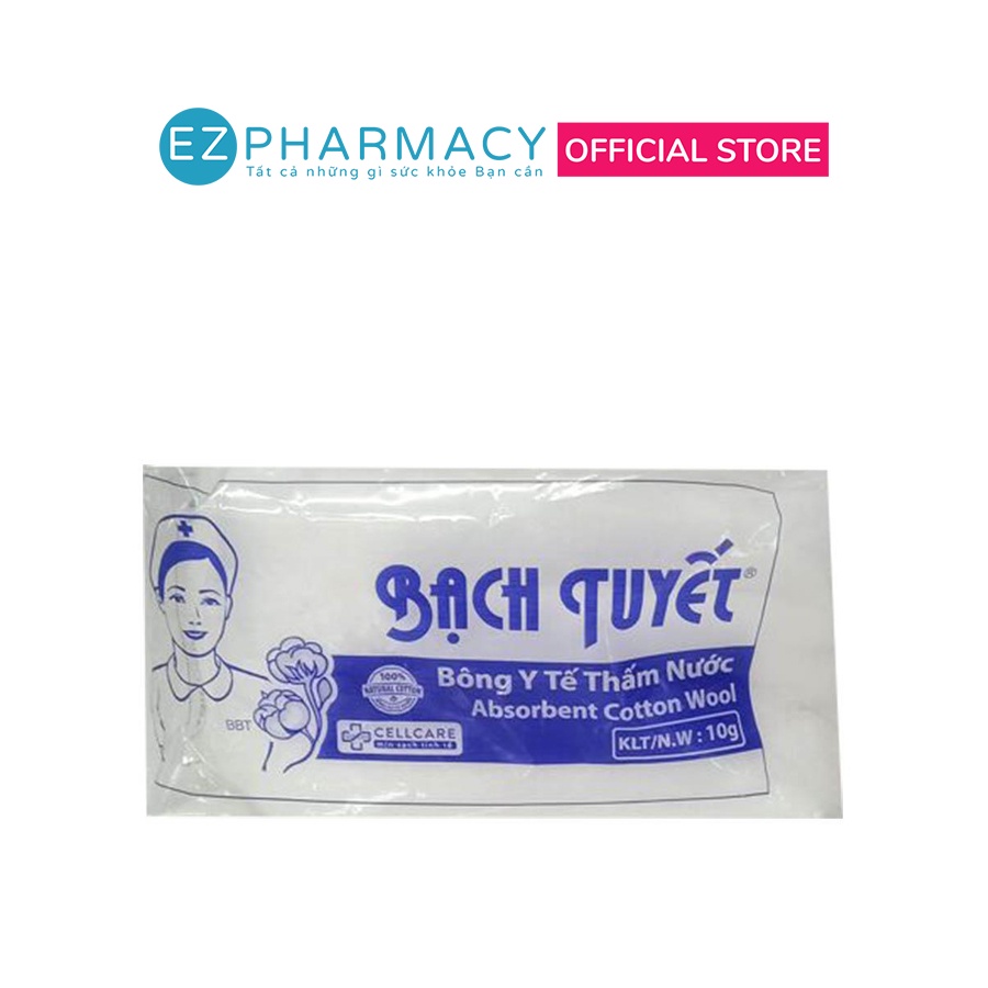 Bông gòn y tế bạch tuyết gói 10g - 25 gói