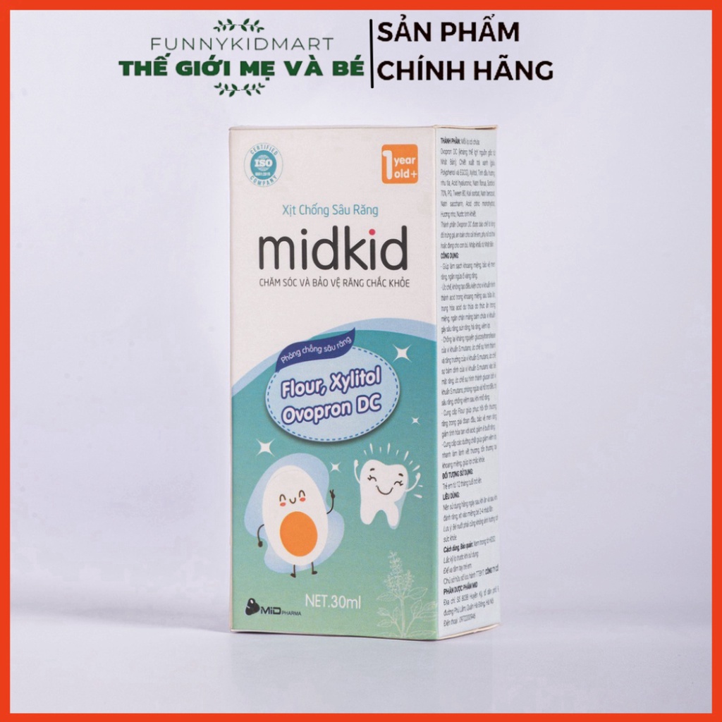 [ Xịt chống sâu răng Midkid - Ngừa sâu răng hôi miệng ố vàng răng cho bé (Lọ 30ml).