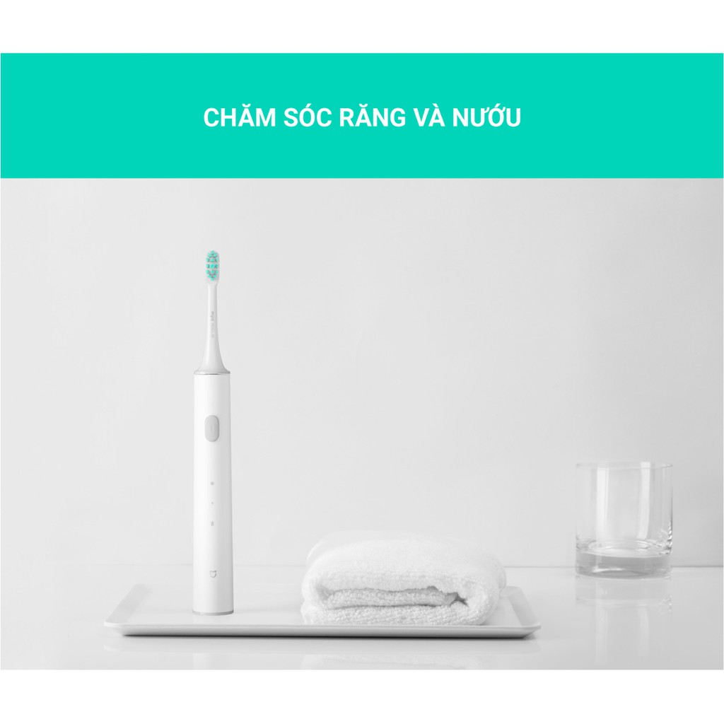 Bàn chải điện Xiaomi Mijia Sonic T300- Rung mạnh, pin bền, chống nước IPX7