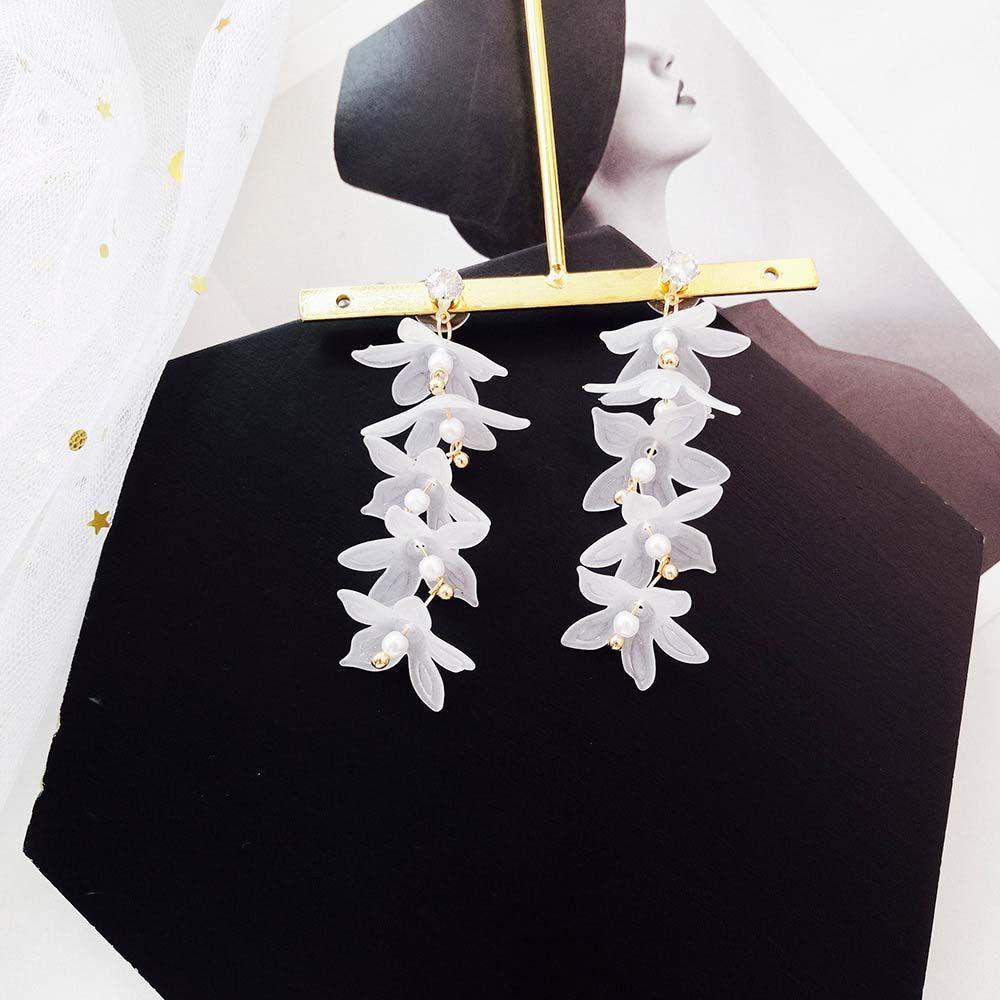 Bông Tai Dáng Dài Phối Tua Rua Bằng Acrylic Phong Cách Hàn Quốc Cho Nữ