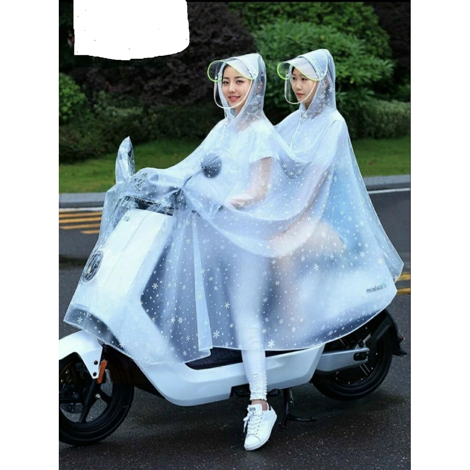 Áo mưa họa tiết hoa tuyết trong suốt 2 đầu