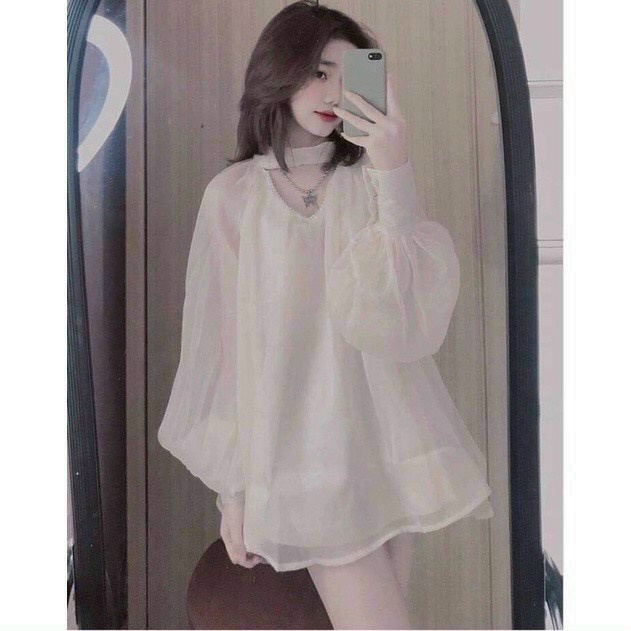 áo babydoll tay bồng tiểu thư dấu quần kaca