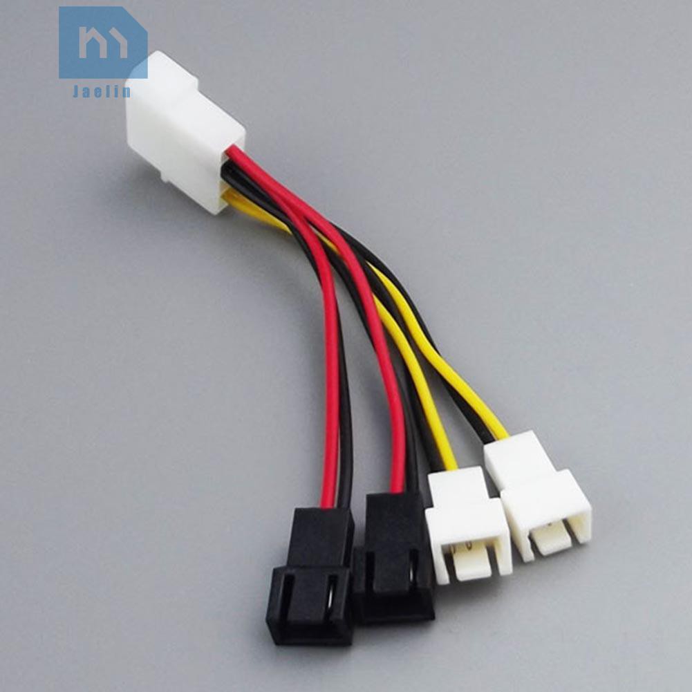 Jae 1pc 4-Pin Molex to 3-Pin fan Power Cable Adapter Connector 12v*2 / 5v*2