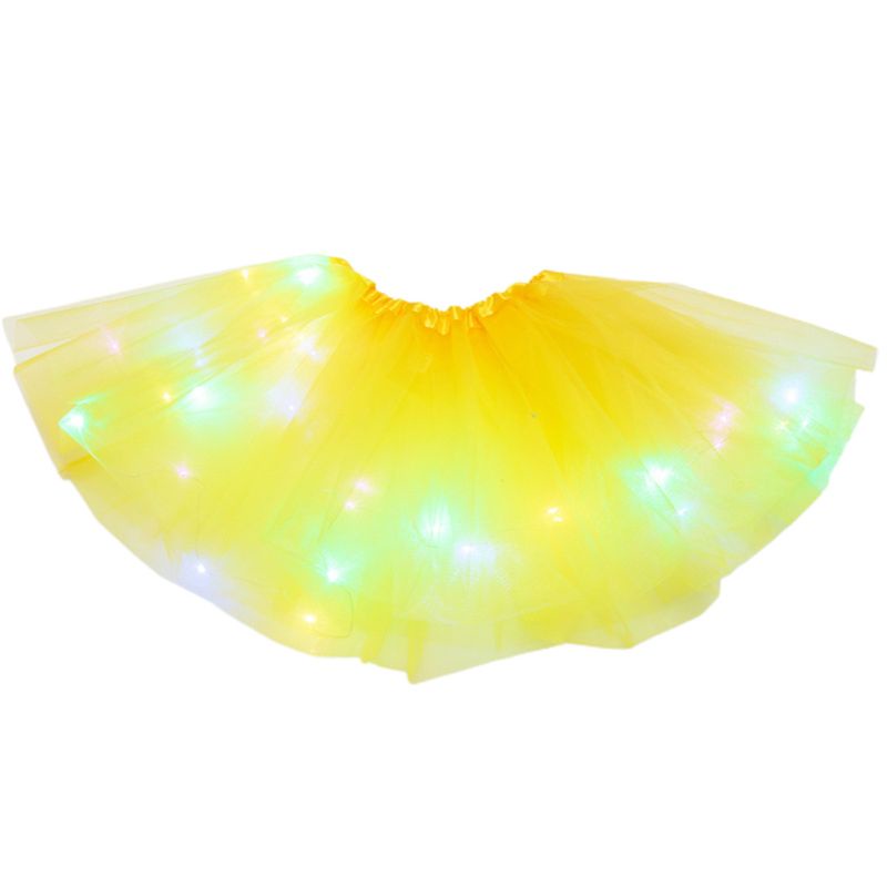 ✿ Chân Váy Tutu Ngắn Vải Tuyn Màu Dạ Quang Phối Đèn LED Nhiều Màu Sắc Cho Bé Gái
