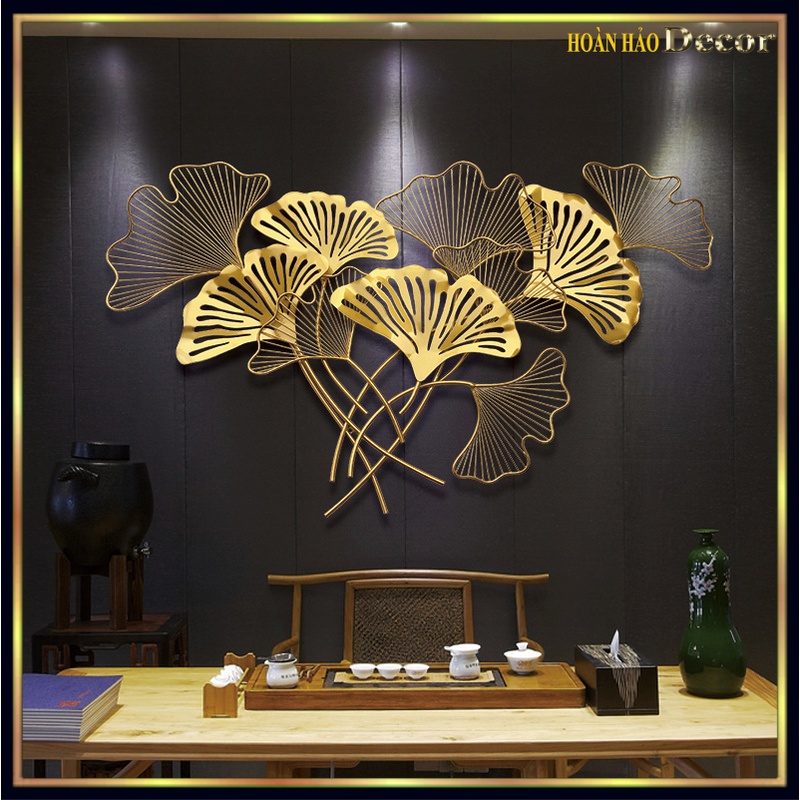 Tranh sắt treo tường decor lá ginkgo  trang trí phòng khách, phòng ngủ Sieuthidecor đồ decor treo tường nhà cửa
