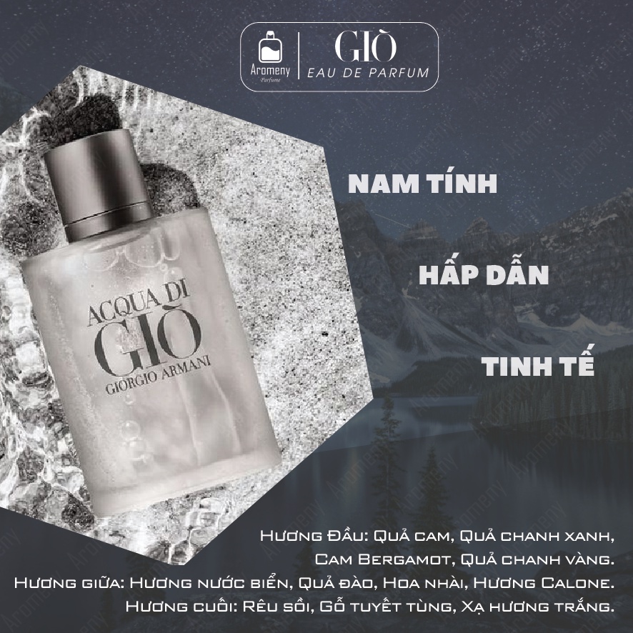 Nước hoa nam Acqua di Giò 100ml – Tinh dầu nước hoa lưu hương lâu nam tính, tươi mát lưu – Aromeny.Perfume