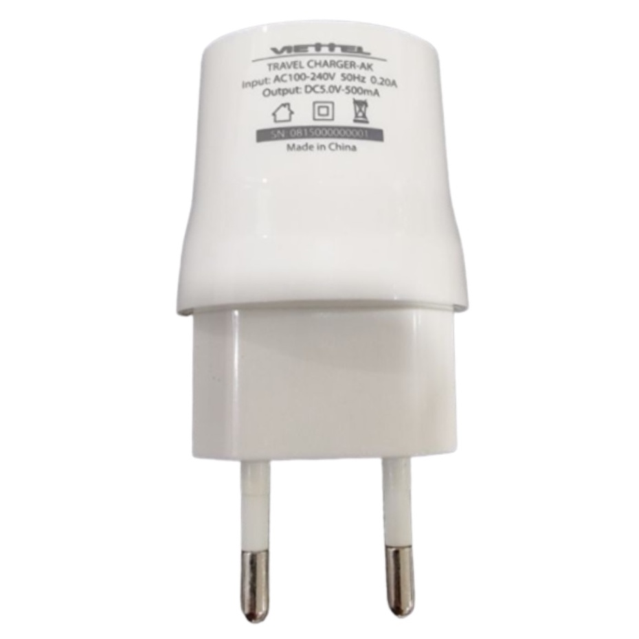 Củ Sạc Viettel 5V - 0,5A Trắng Có Đèn Báo Hàng Chính Hãng Phù Hợp Sạc Tai Nghe, Đồng Hồ, Đồ Chơi,...