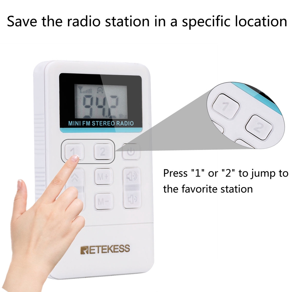 Đài radio Retekess TR612 hỗ trợ chức năng FM kết nối jack cắm tai nghe 3.5mm dùng để phiên dịch/cuộc họp lớn