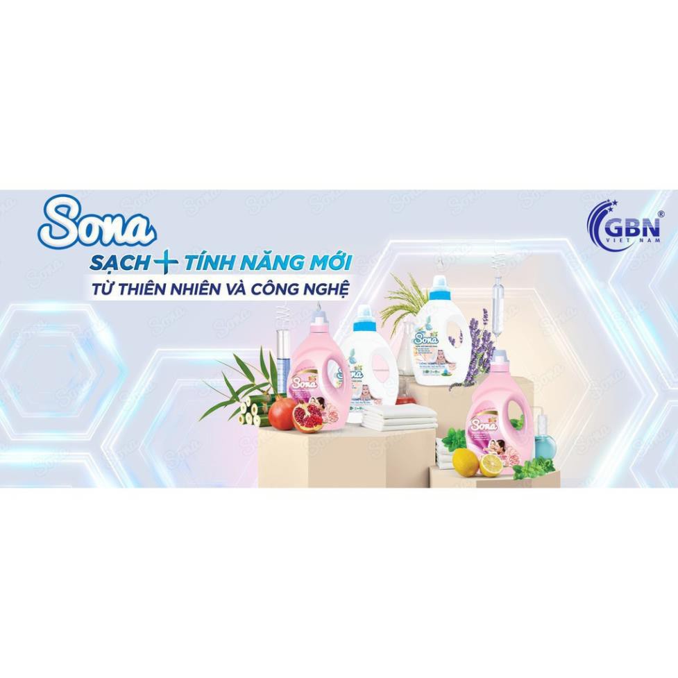 Nước Giặt Xả Sinh Học Sona Hương Comfort/Hương Anh Đào 3.6kg, Đánh Bay Vết Bẩn, Lưu Hương Bền Lâu, Kháng Khuẩn
