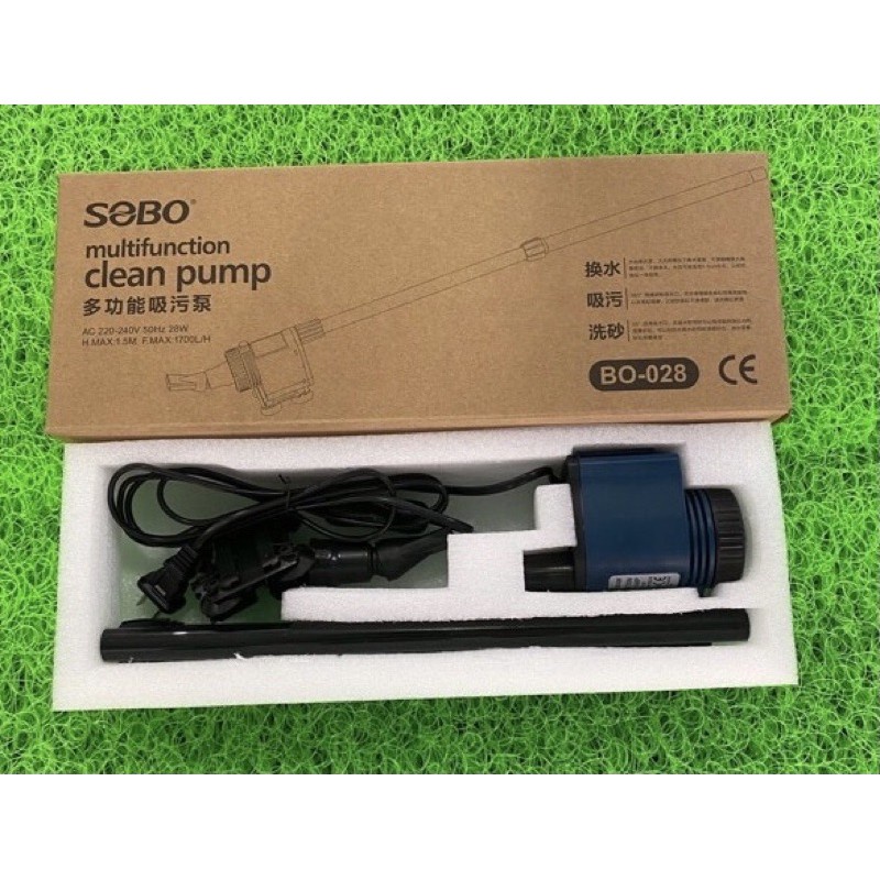 Máy Hút Cặn Đáy Bể Cá Tích Hợp Đầu Bơm Sobo BO-028 BO058 - Vệ Sinh Hồ Cá Siêu Sạch
