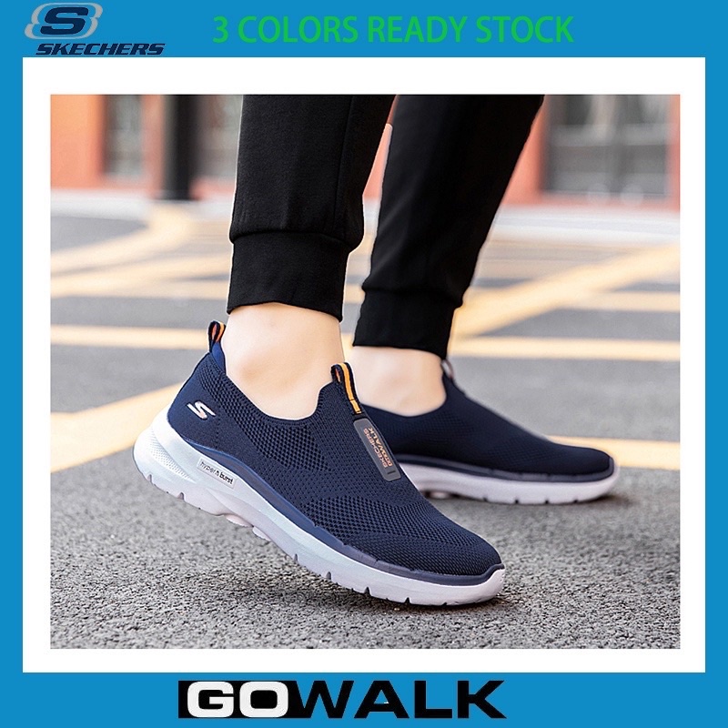 Giày chạy bộ Go-Walk Skechers gót muối tiêu, vải thun co giãn không bai xù, tấm lót mềm êm