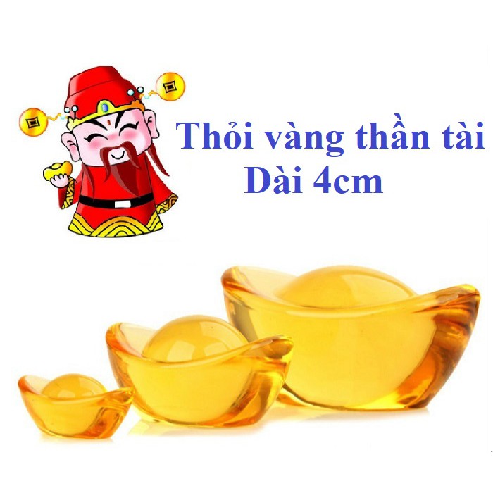 [4CM] Thỏi vàng thần tài pha lê phong thủy (4cm), cầu tài lộc & may mắn cho gia chủ