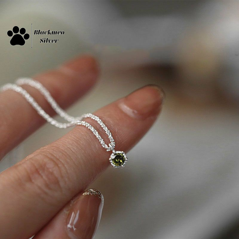 Dây chuyền hoa tuyết đá xanh nhân tạo. Cam kết 100% bạc s925