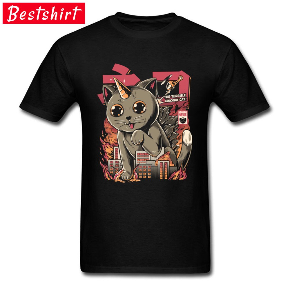 Graphic Cute Kaiju T-Shirt Men Cat Monster  Pride Design Techno Cartoon Print T Shirt Custom Personalized Tops Tees On Sale