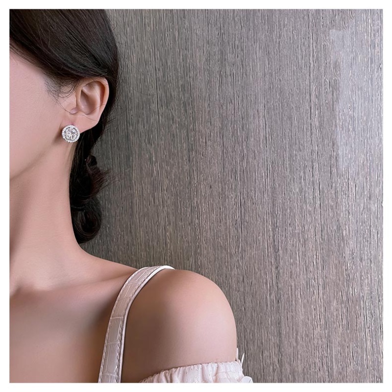 Bông Tai Tròn Đính Kim Cương Lấp Lánh Thời Trang Hàn Quốc Cho Nữ