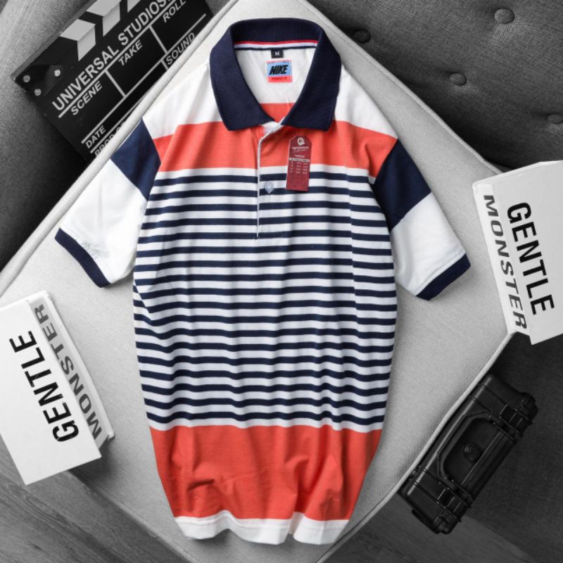 Áo thun man polo cotton sọc