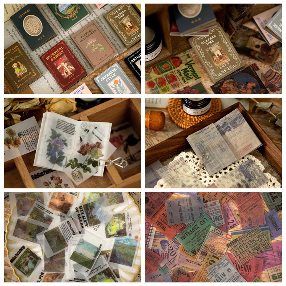 Set 50 Tấm Thẻ Giấy Dùng Để Trang Trí Sổ Tay Phong Cách Vintage