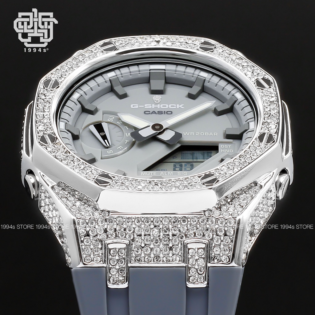Đồng hồ nam Casio G-Shock GA-2110ET-8A custom AP Royal Oak full Crystal, hàng chính hãng, bảo hành 05 năm