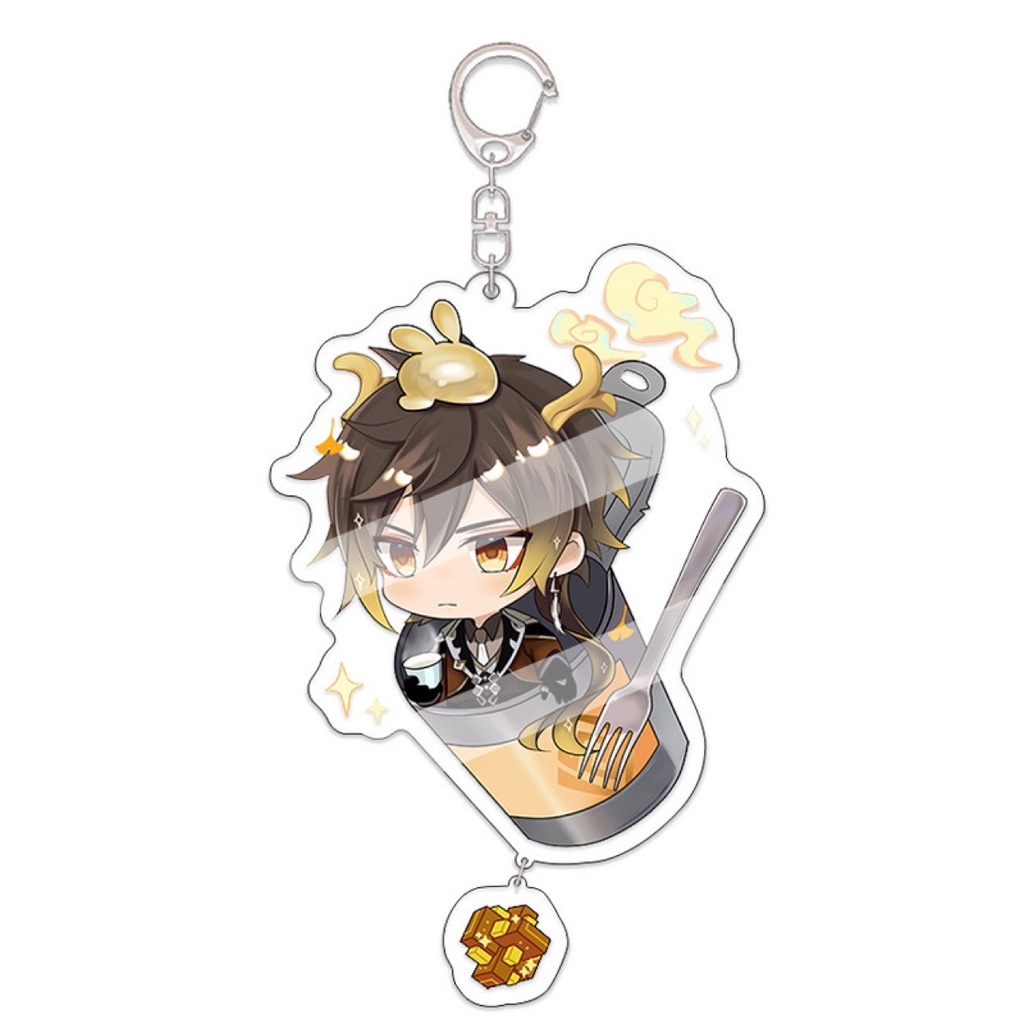 genshin Móc khóa bằng acrylic họa tiết nhân vật anime Yunjin/Shenhe/Xiao/Zhongli/ HuTao dễ thương