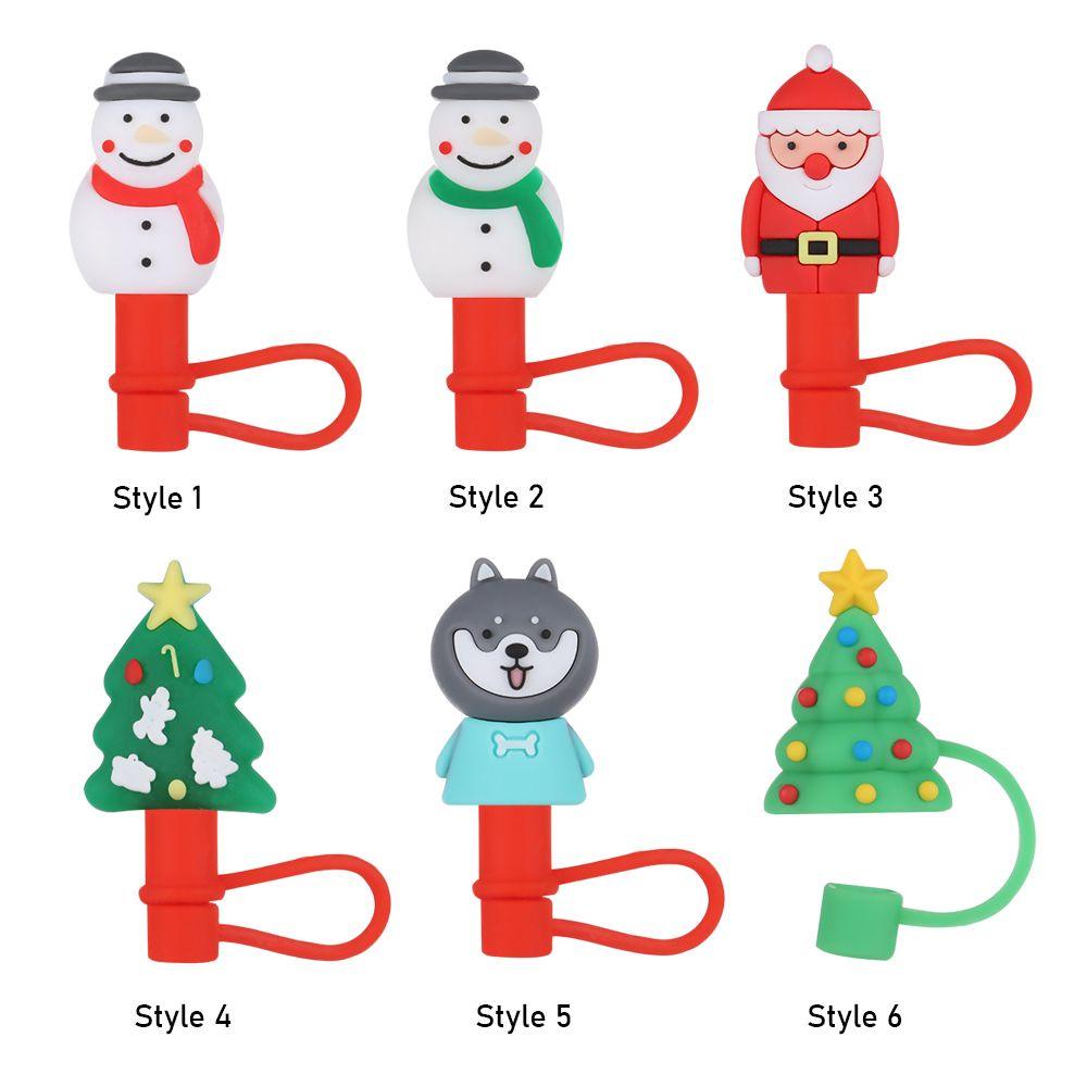 PISTA Vỏ Bọc Ống Hút Bằng Silicon Chống Bụi Chống Văng Có Thể Tái Sử Dụng Hình Ông Già Noel