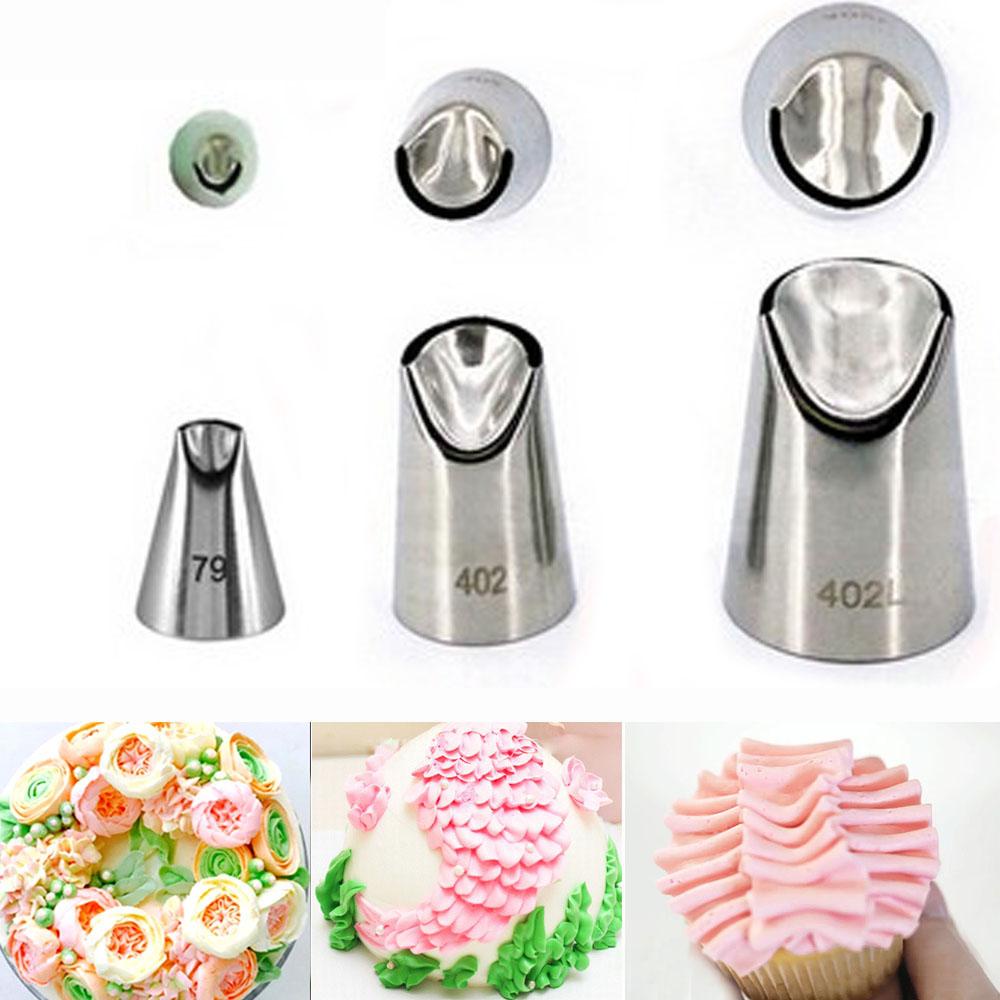 YEW Set 3 Đuôi Bắt Bông Kem Tạo Hình Hoa Hồng Trang Trí Bánh Bằng Thép Không Gỉ