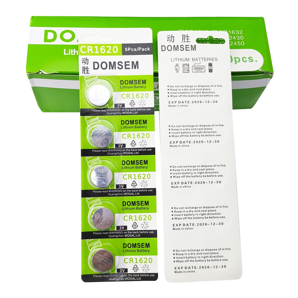 Pin Khuy Cúc Áo pin nút DOMSEM CR1620 3V Lithium dùng cho đồng hồ, thiết bị điện tử