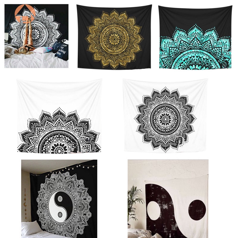 ABH❤ Thảm treo tường họa tiết theo phong cách Indian Mandala Tapestry Hippie Bohemian