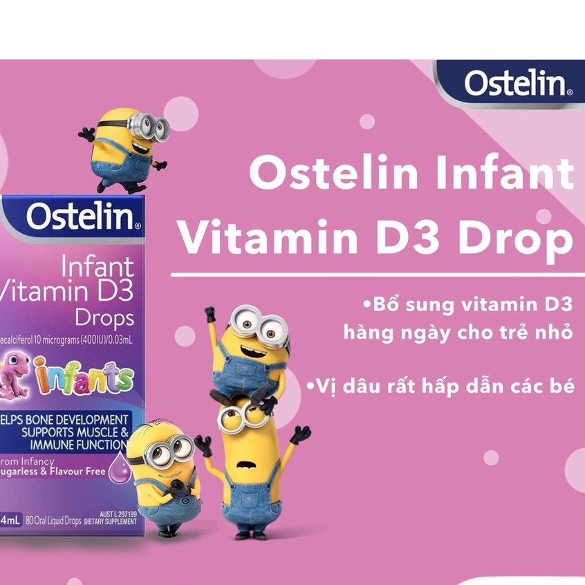 [Hàng Chuẩn ÚC] OSTELIN Canxi &amp; vitamin D3 phát triển chiều cao cho bé từ sơ sinh, 6 tháng, và trên 2 tuổi