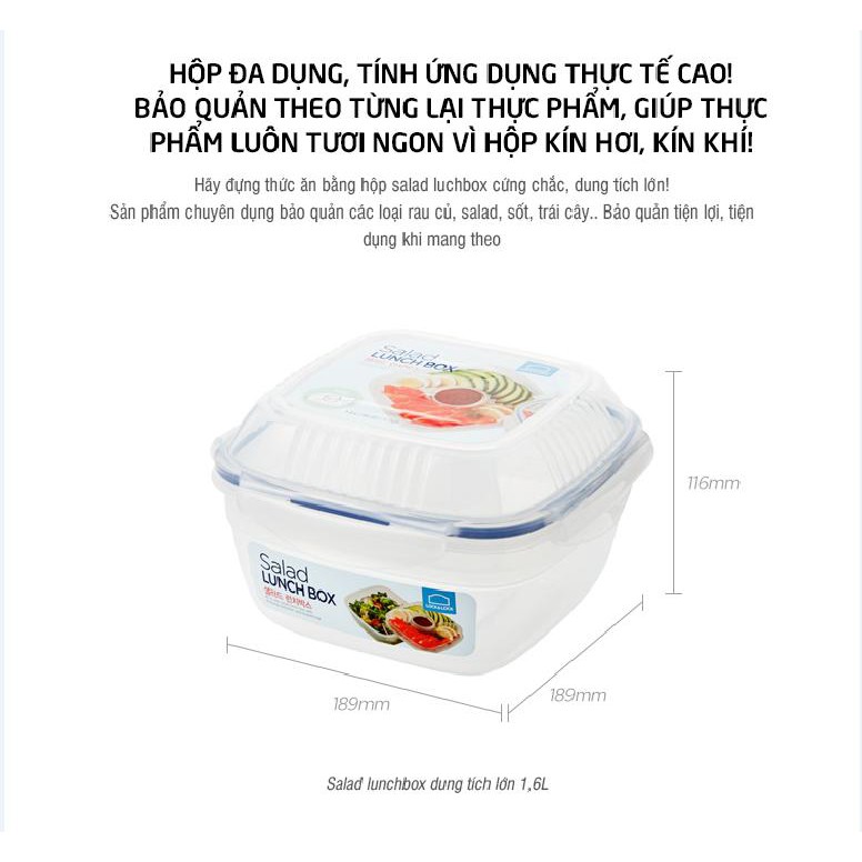 Hộp bảo quản thực phẩm- Tô salad 1.6L Lock&amp;Lock - HSM8450T