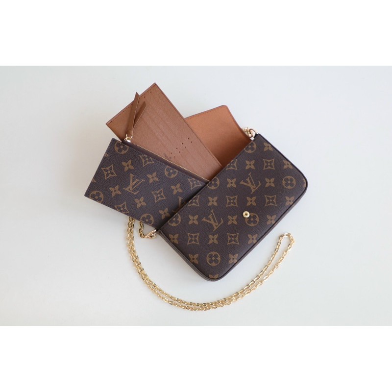 Set túi ví LV hoa nâu 3in1 size 19 fullbox xinh điệu