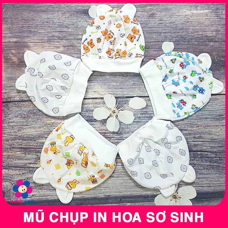 Mũ Chụp Sơ Sinh Hoa 100% Cotton Thoáng Mát - SP000600