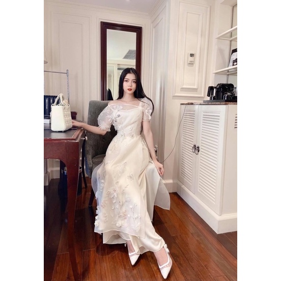 ÁO DÀI TRẮNG THIẾT KẾ TIỂU THƯ SANG CHẢNH