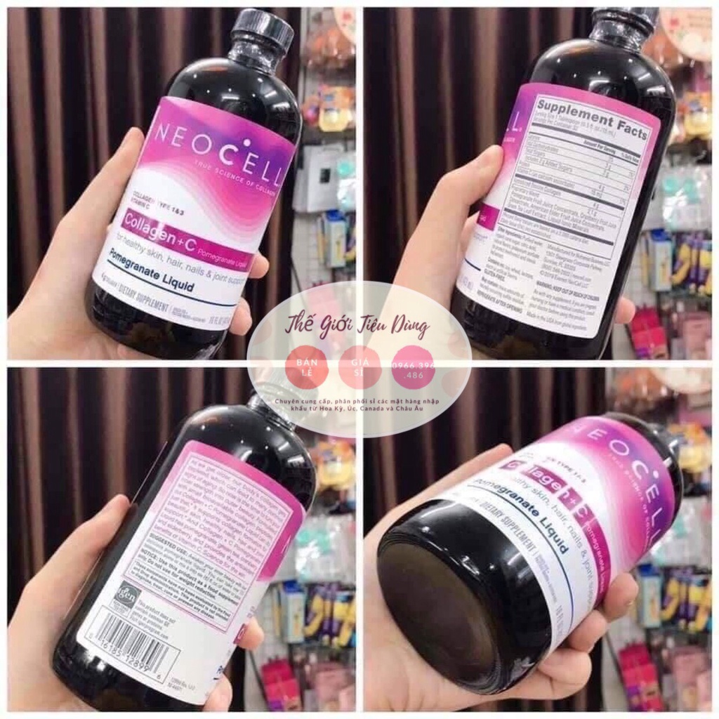 Nước Uống Collagen Lựu Neocell Collagen + C Pomegranate Liquid 473ml (CHUẨN USA)