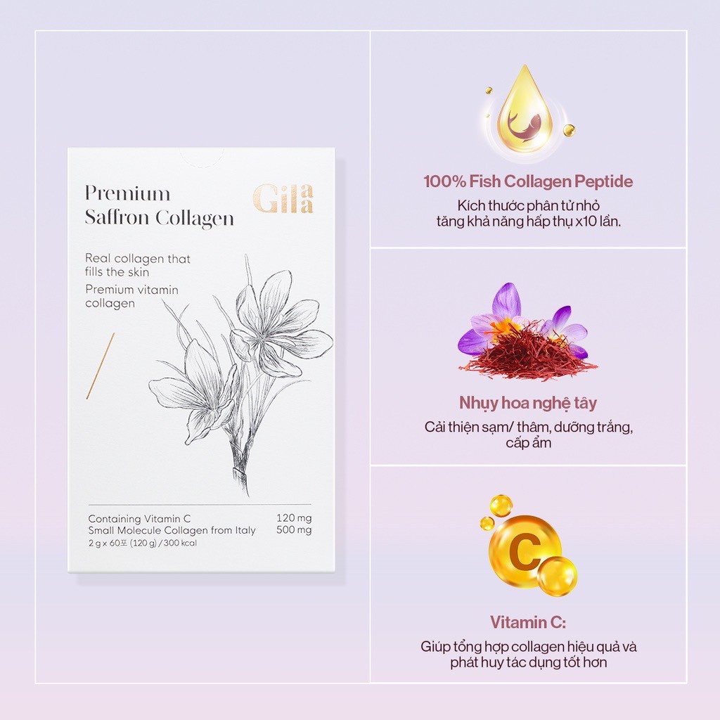 Combo Tiết Kiệm Gilaa Premium Saffron Collagen (2g X 60 Gói X 2 Hộp)