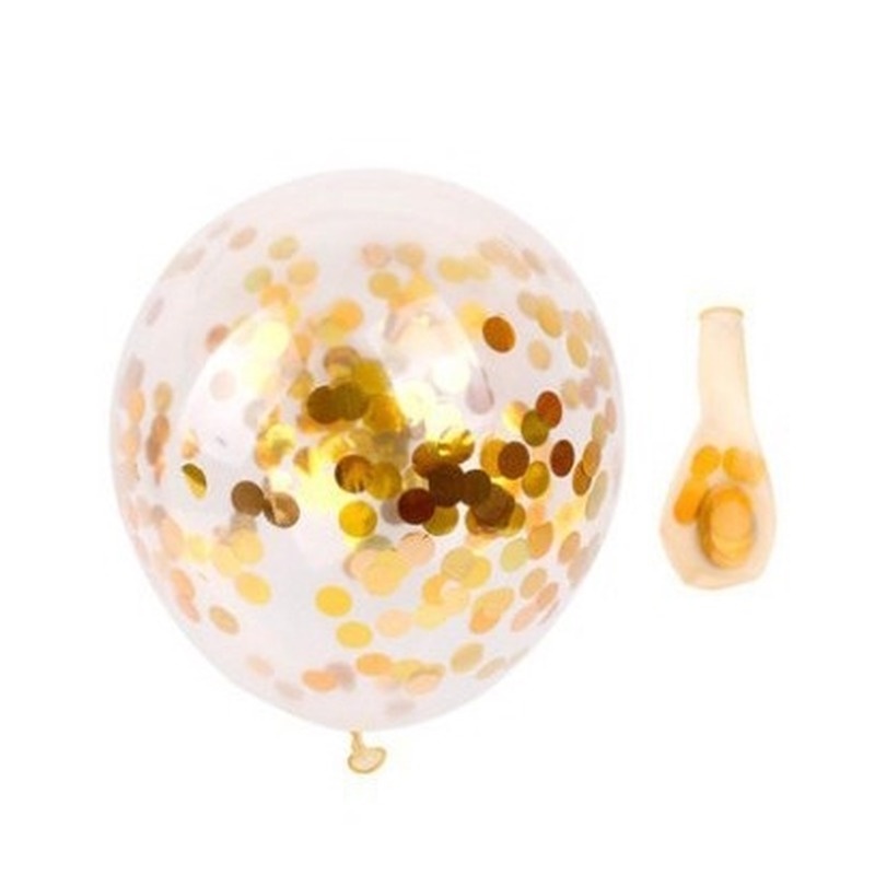 5 Bong Bóng Trong Suốt Có Giấy Bạc Kích Thước 12 Inch Dùng Trang Trí Tiệc Cưới