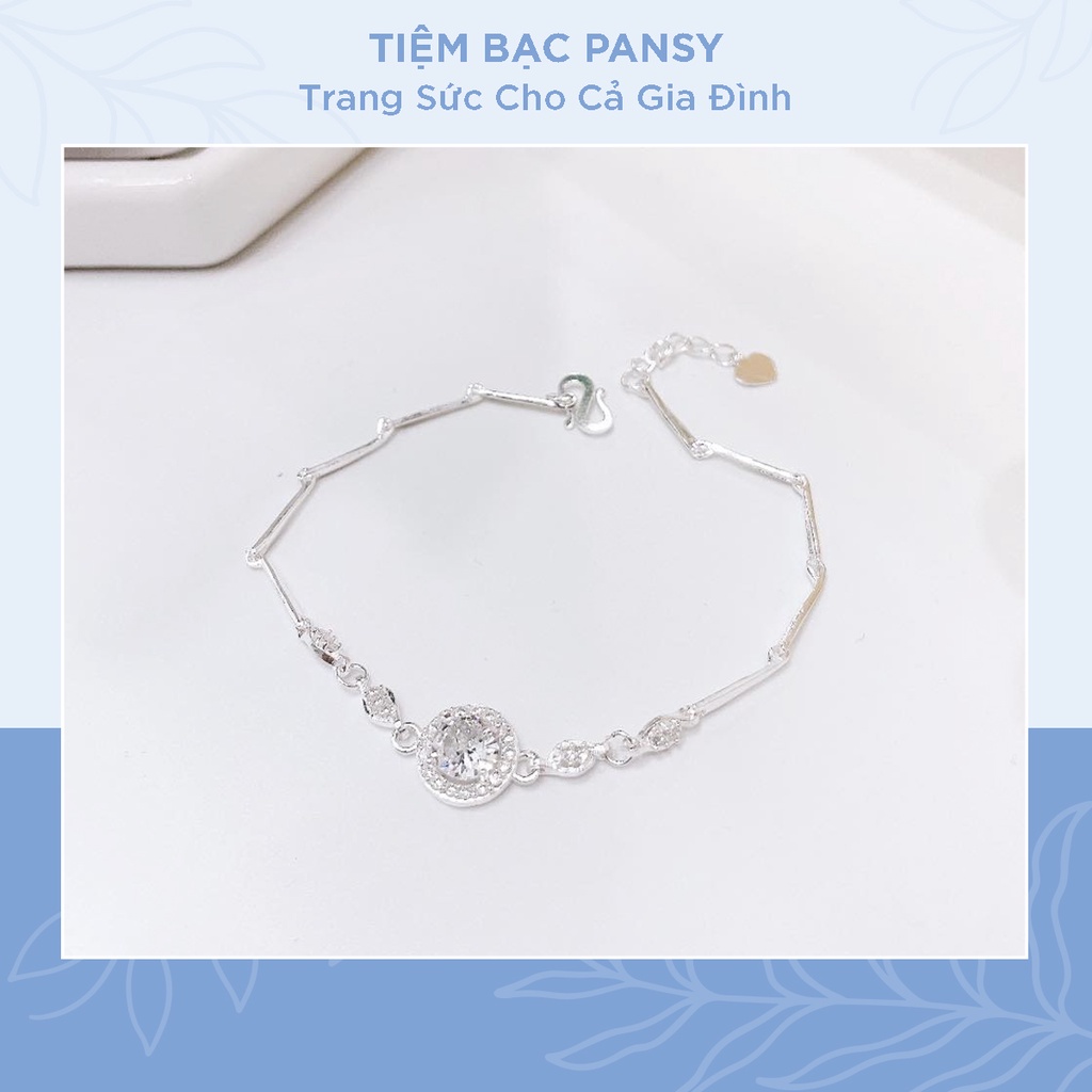 Lắc tay bạc PANSY, vòng tay nữ hình tròn nạm đá bạc 925 cao cấp