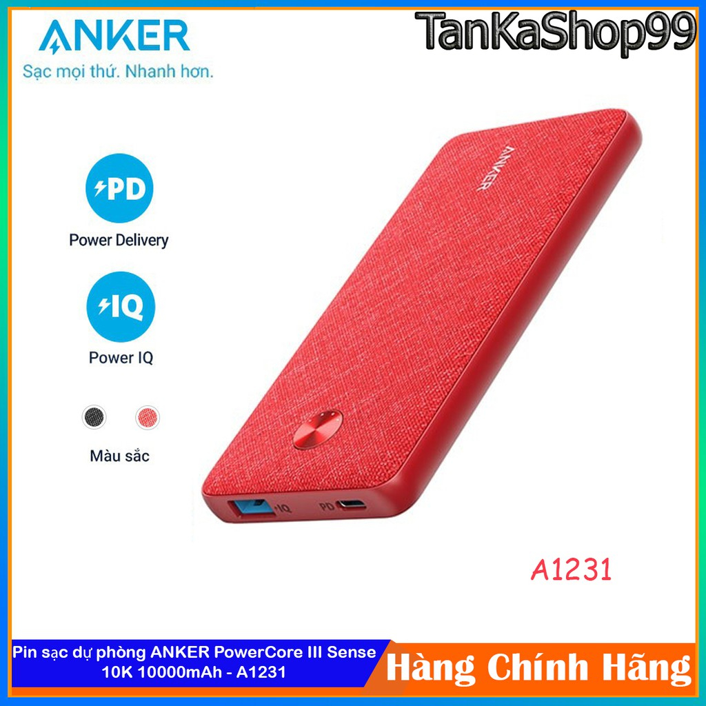 Pin sạc dự phòng ANKER PowerCore III Sense 10K 10000mAh - A1231 bọc vải farbic