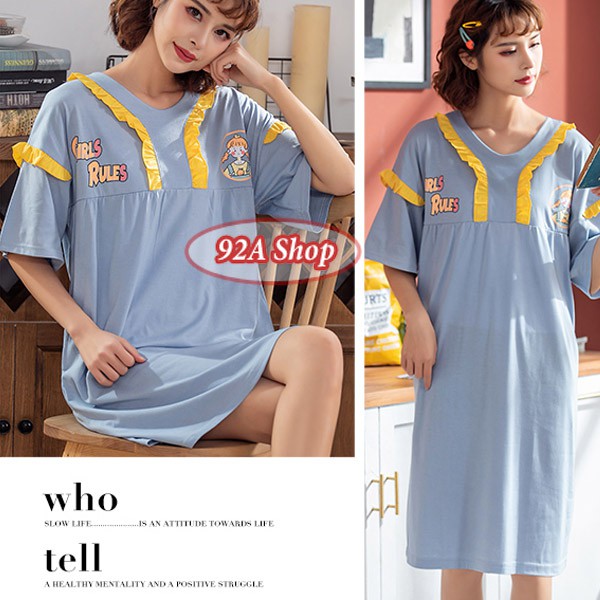 VÁY ĐẦM NGỦ CÓ TAY BÈO XANH #07