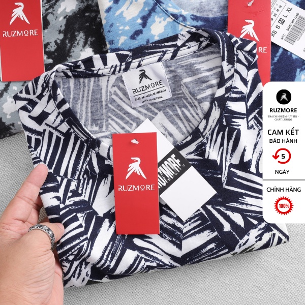 Áo Phông Nam Cao Cấp, Áo Thun Nam Cổ Tròn Họa Tiết Chất Vải Không Nhàu Bai Xù Nhão RUZMORE | BigBuy360 - bigbuy360.vn