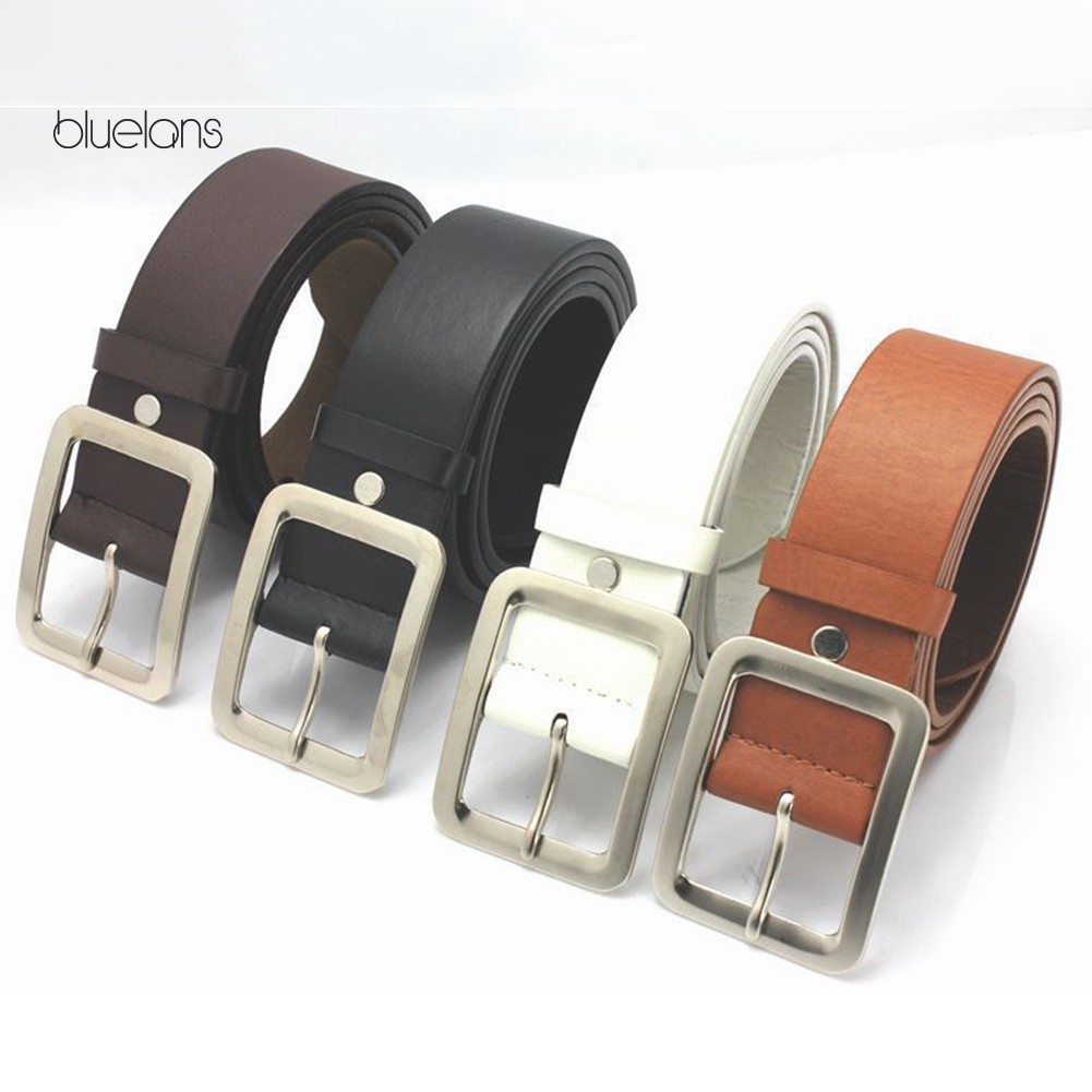 Fashion Men Faux Leather Solid Color Pin Buckle Pants Waist Belt Waistband Gift