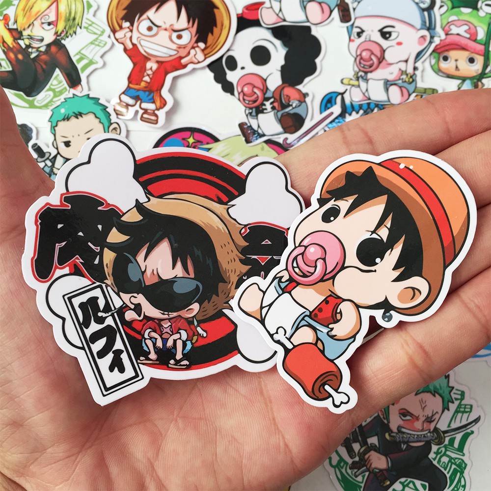 Bộ 30 Sticker One Piece Chibi Hoạt Hình - Miếng Dán Hoạt Hình One Piece