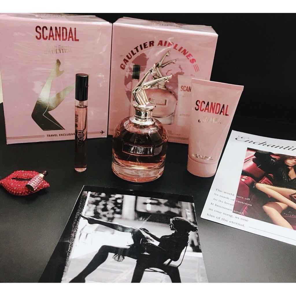 Auth - Set nước hoa Jean Paul Gaultier Scandal Travel Exclusive EDP for Women (NH 80ml + NH 10ml + Lotion 75ml) | Thế Giới Skin Care