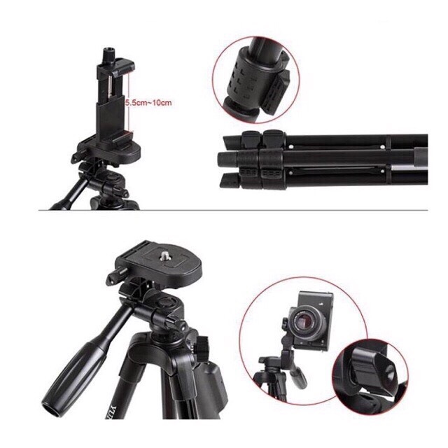 Gậy tripod 3388 chuyên nghiệp + nút chụp bluetooth ( sử dụng cho cả điện thoại và camera )